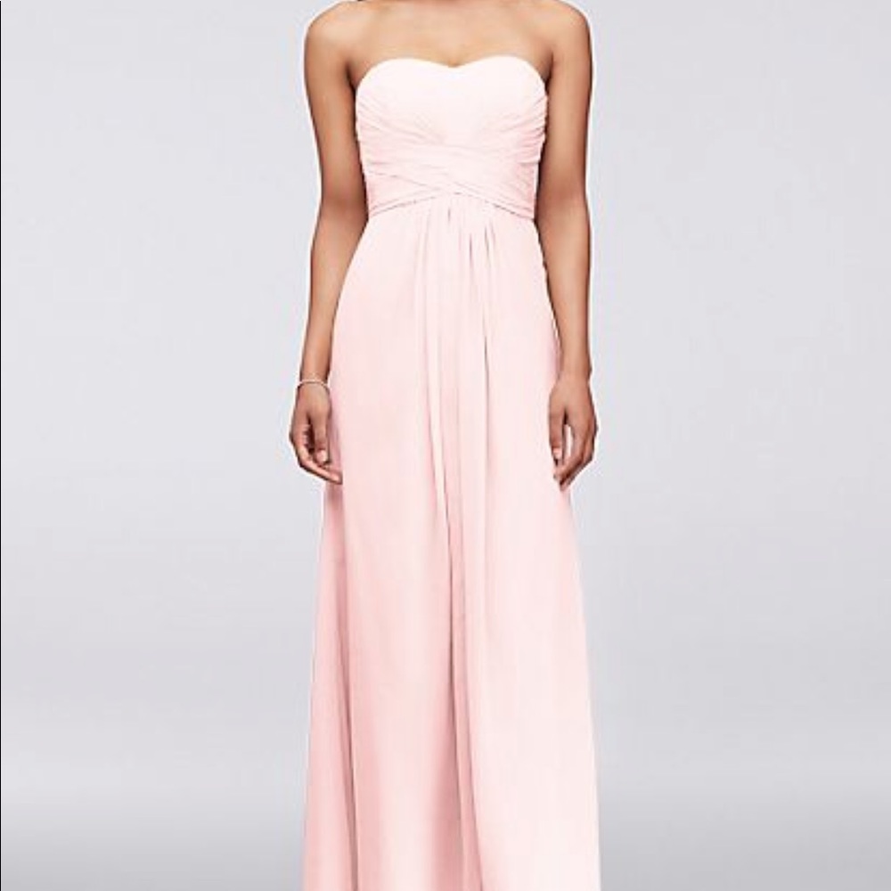 David’s Bridal Long Strapless Chiffon Dress